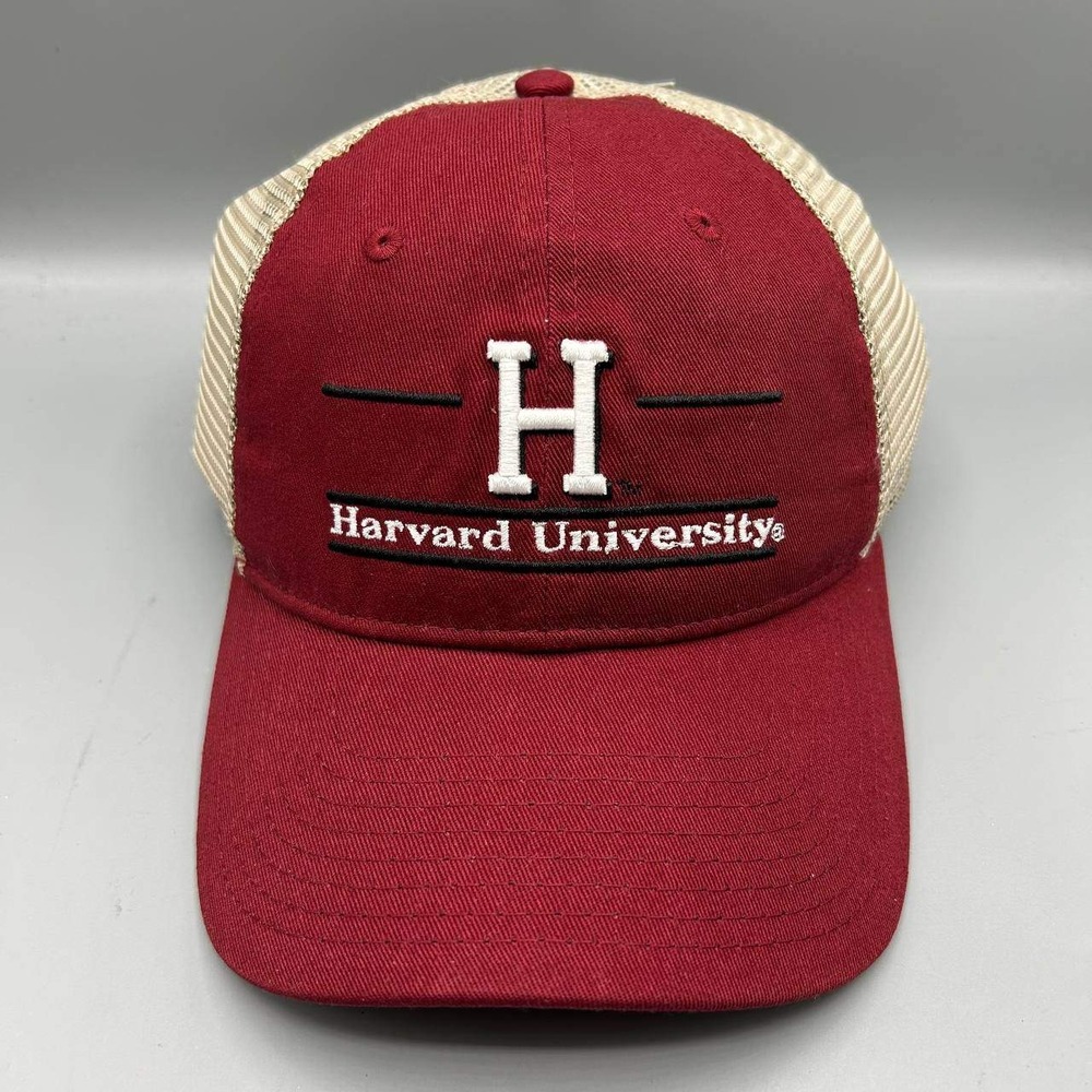 Harvard University Trucker Hat Men Red Tan The Game Snap Back Cap New